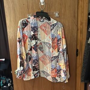 GAP Floral Patchwork Top in Red, Blue, and Cream